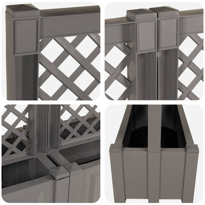 Big Planter with Trellis 2 pcs PP Grey
