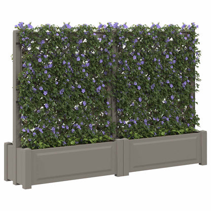 Big Planter with Trellis 2 pcs Grey 200 x 43 x 133.5 cm PP