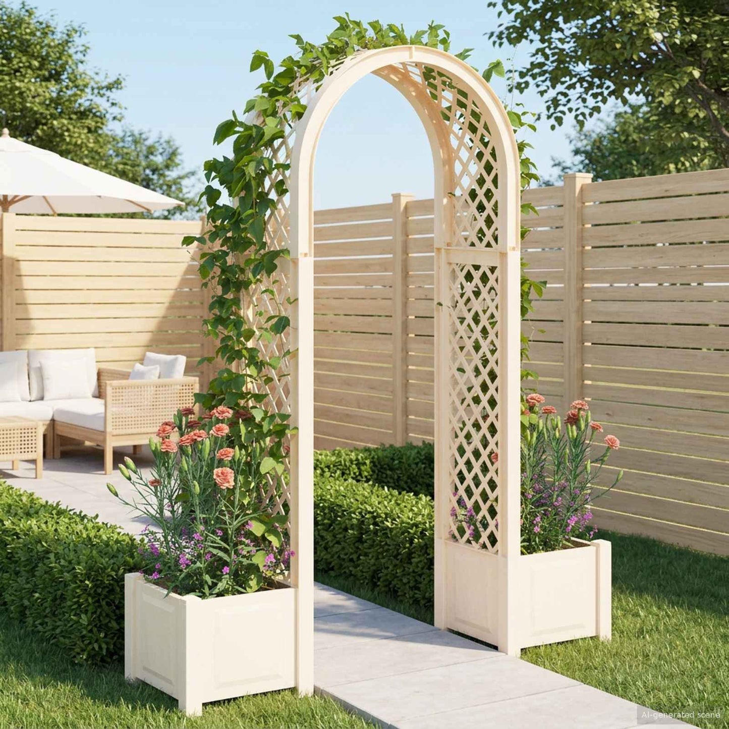 Rose Arch with Planter White 168.5 x 43 x 207 cm PP