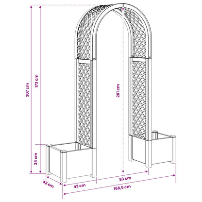 Rose Arch with Planter Grey 168.5 x 43 x 207 cm PP