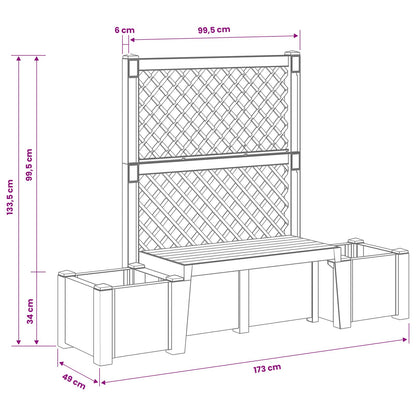 Garden Bench Kopenhagen Anthracite 173 x 49 x 135.5 cm PP
