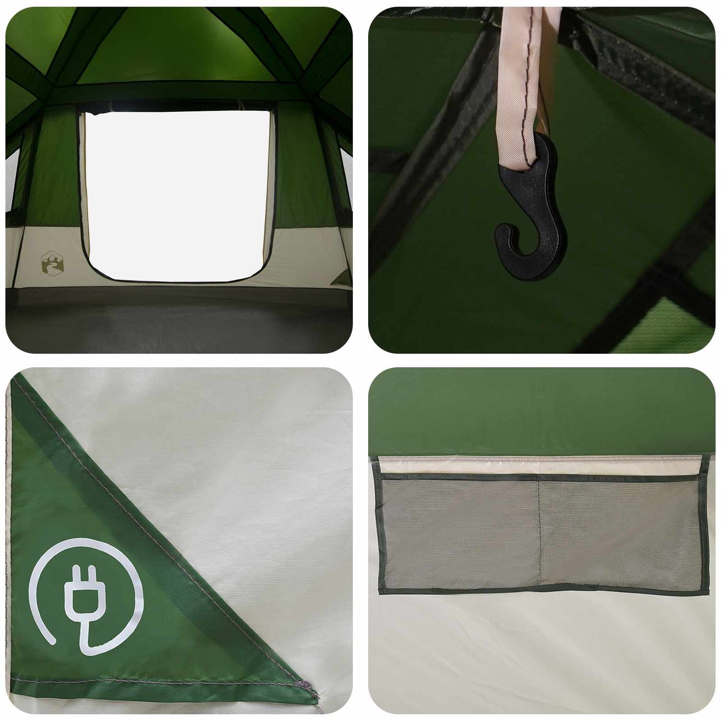 Family Tent with Rainfly Water-resistant Green 10-Person