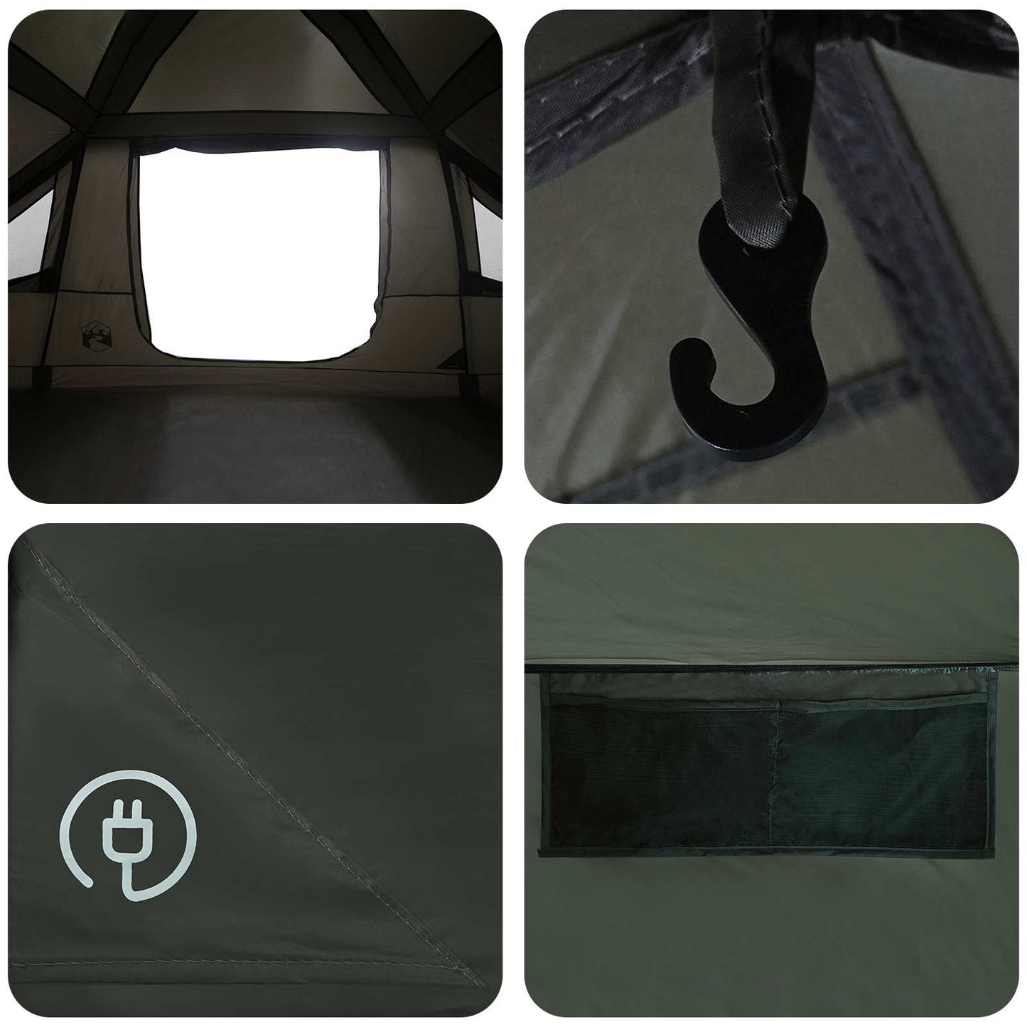 Family Tent with Rainfly Water-resistant 10-Person Army Green