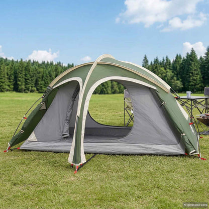 Trekking Tent with Rainfly Water-Resistant 2-Person Green