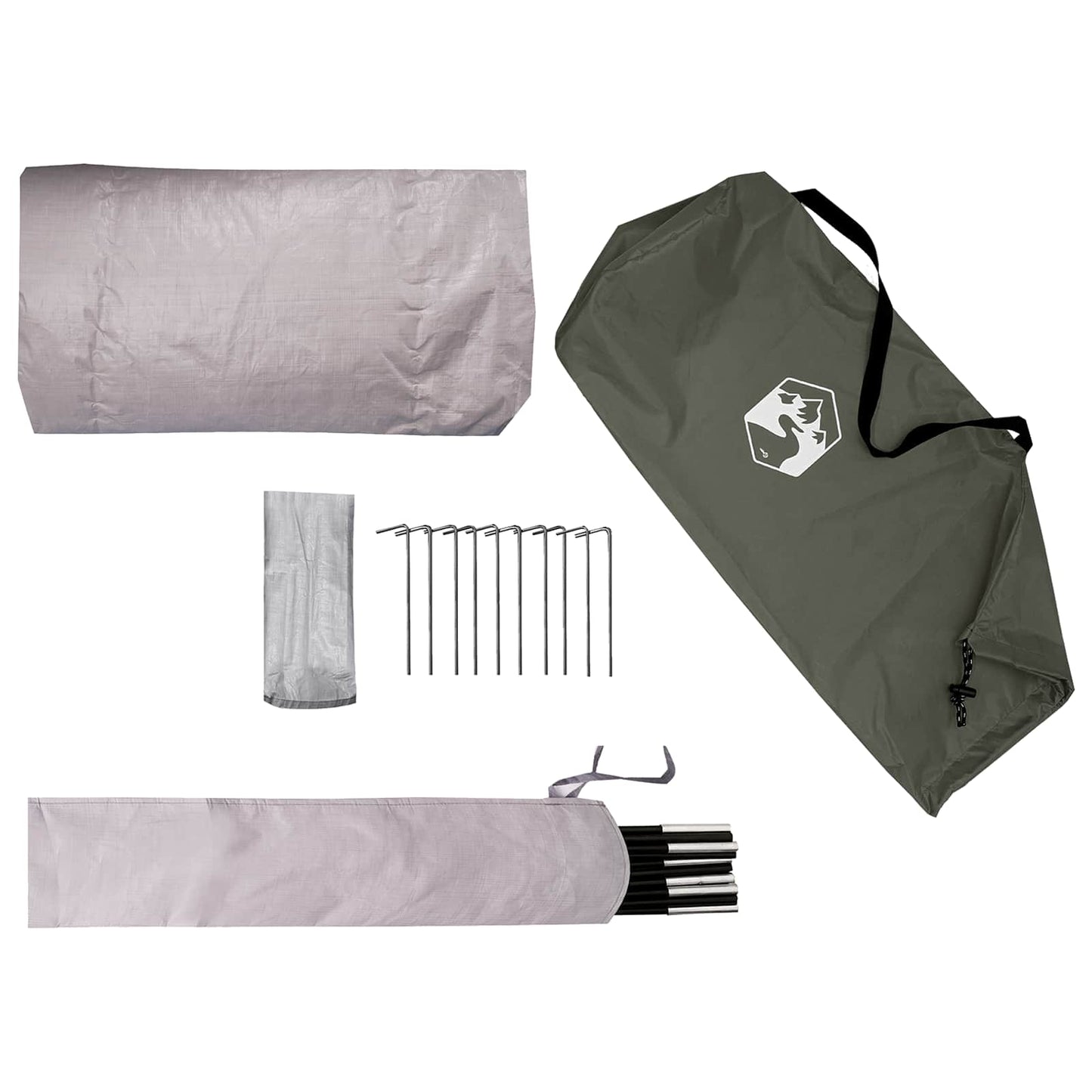 Trekking Tent with Rainfly Water-Resistant 2-Person Army Green