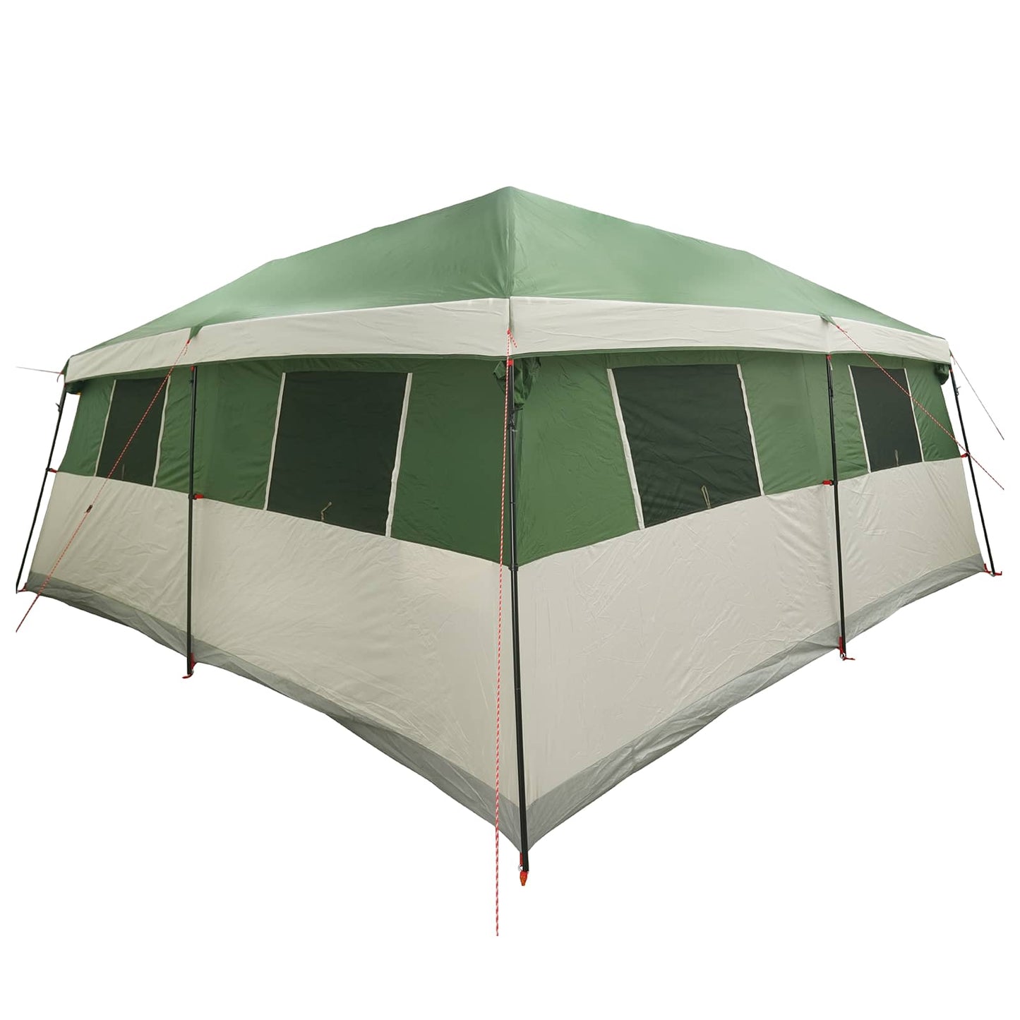 Family Tent with Rainfly Water-Resistant 14-Person Green