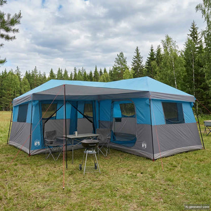 Family Tent with Rainfly Water-Resistant 14-Person Blue