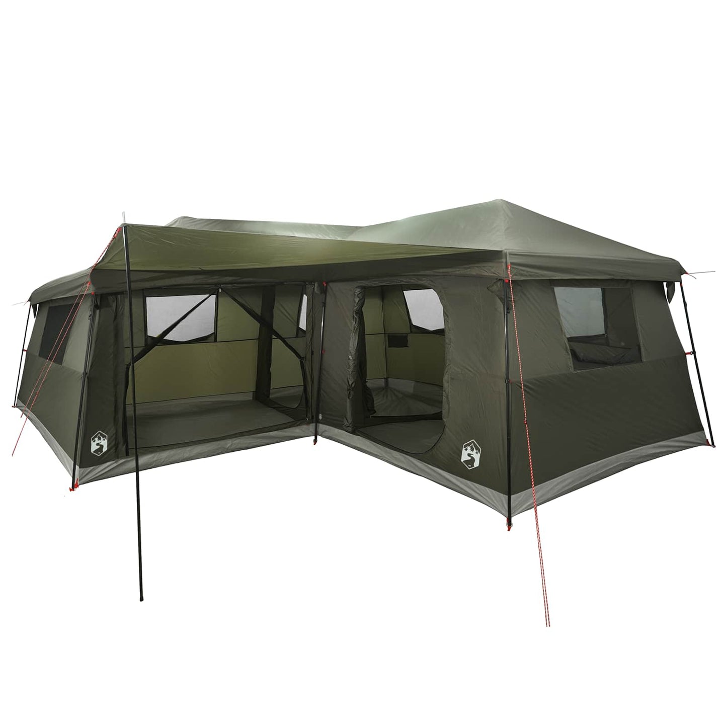 Family Tent with Rainfly Water-Resistant 14-Person Army Green