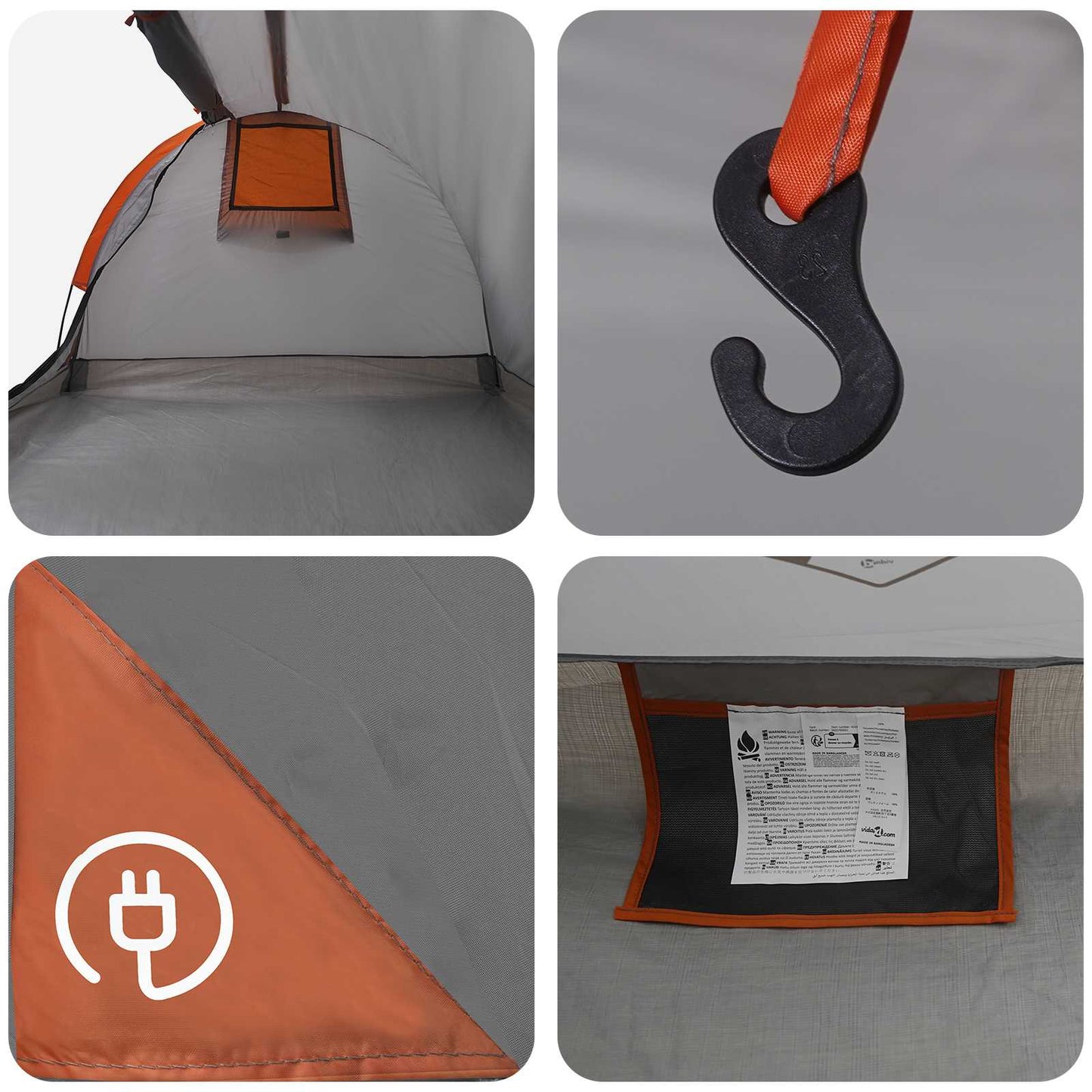 Hiking Tent Water-Resistant 2-Person Grey and Orange
