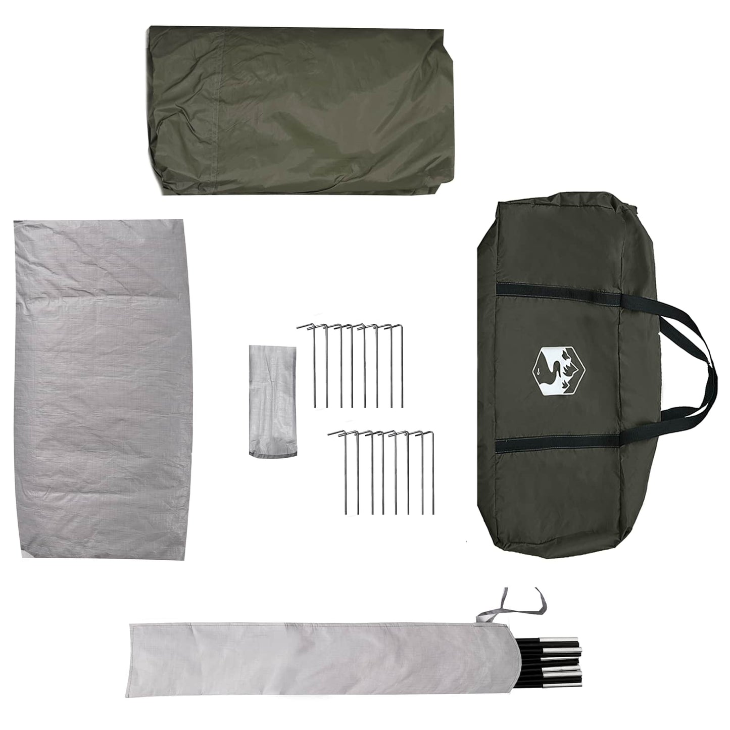 Tunnel Tent with Rainfly Water-Resistant 10-Person Army Green