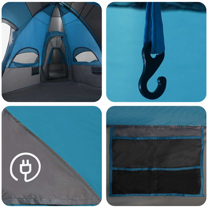 Family Tent with Rainfly Water-resistant 14-Person Blue