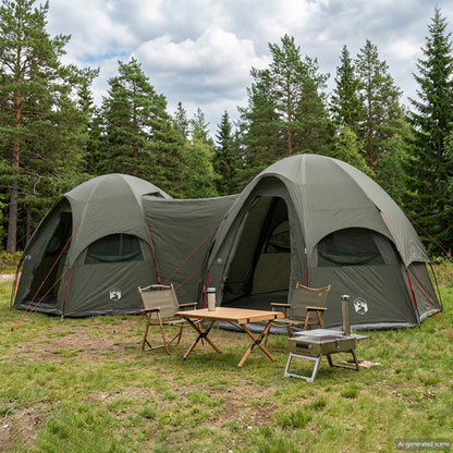 Family Tent with Rainfly Water-resistant 14-Person Army Green