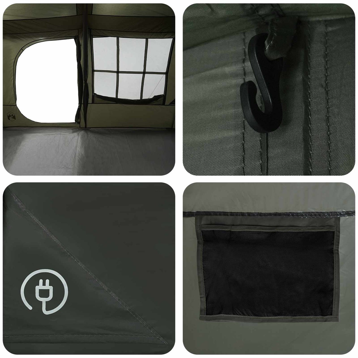 Family Tent with Rainfly Water-resistant 9-Person Army Green
