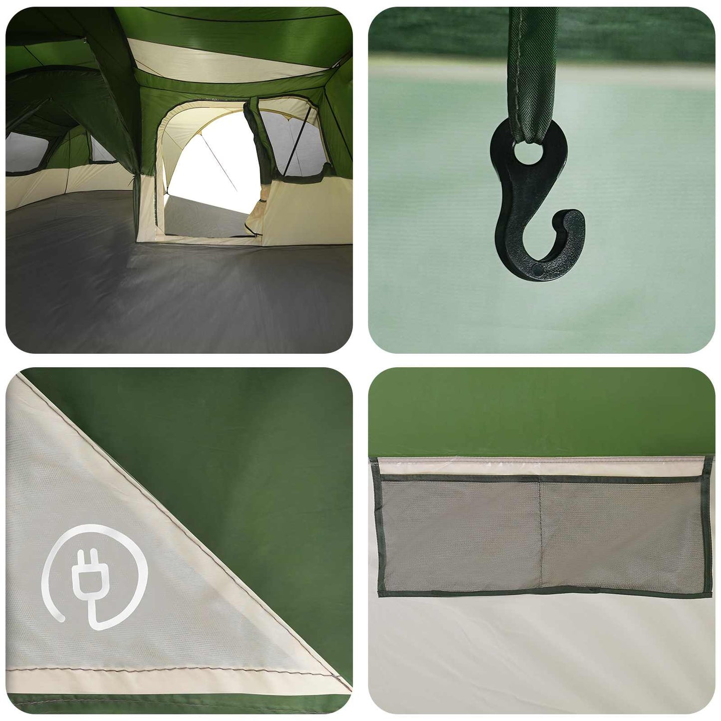 Family Tent with Rainfly Water-resistant 6-Person Green