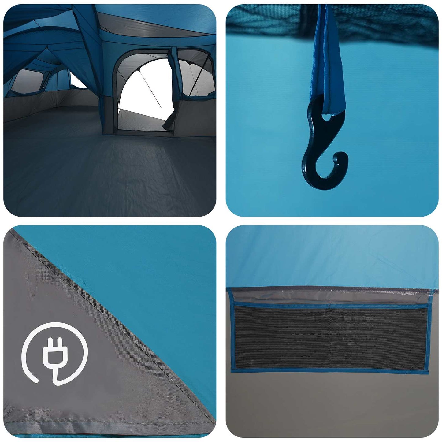 Family Tent with Rainfly Water-resistant 6-Person 6-Person Blue