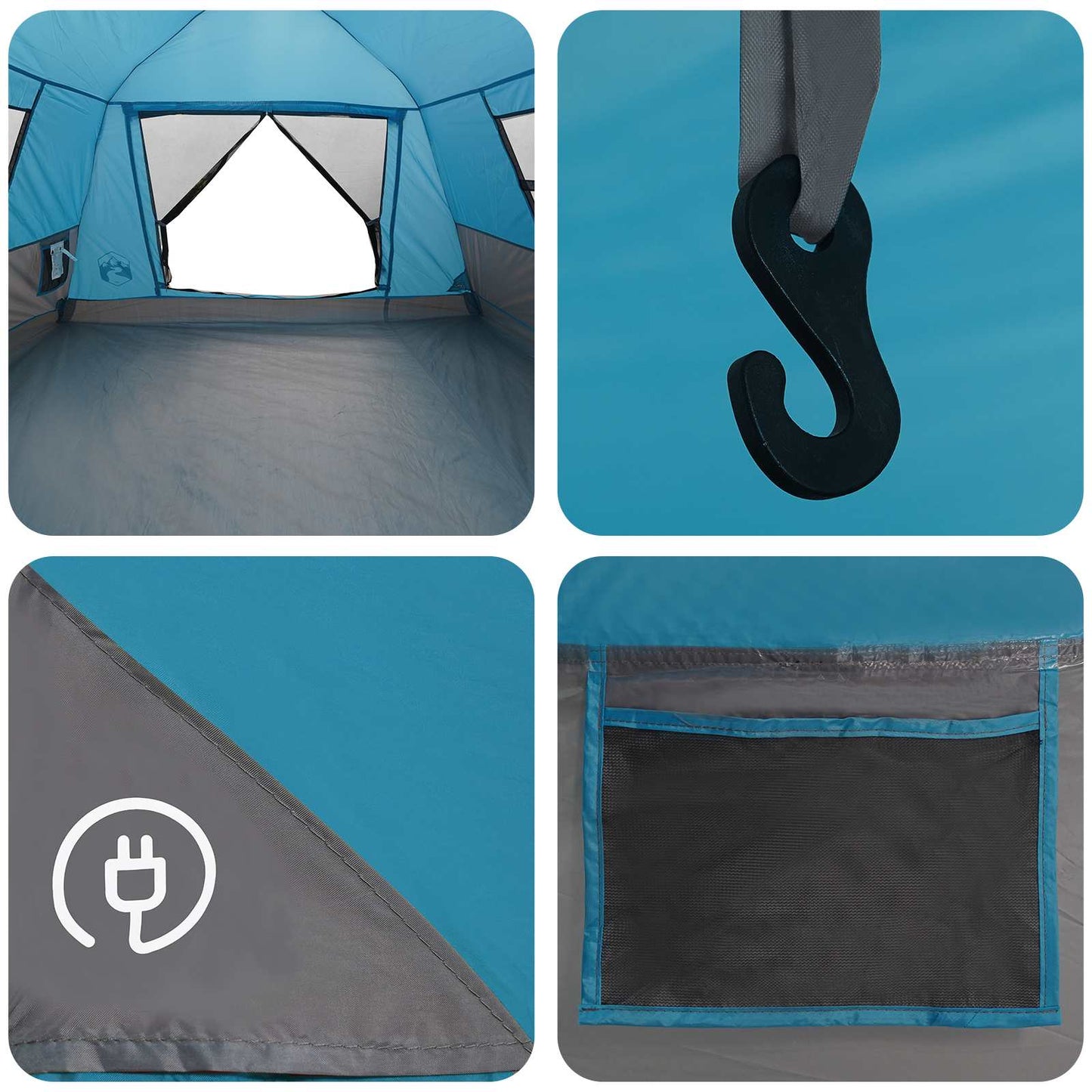 Instant Tent Water-resistant 4-Person Blue