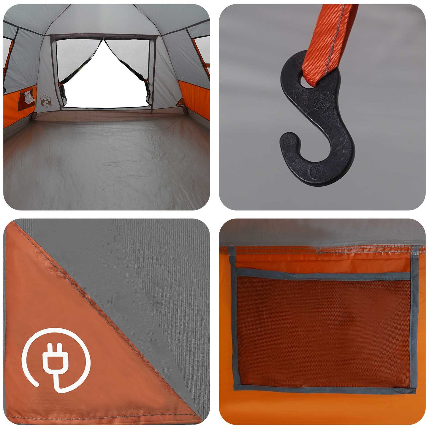Instant Tent Water-resistant 4-Person Grey and Orange