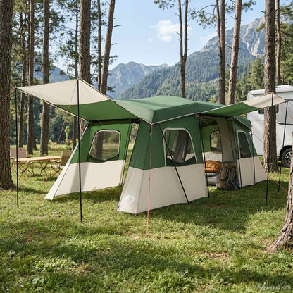 Instant Tent with Rainfly Water-Resistant 3-Person Green