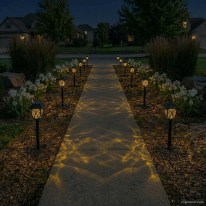 Outdoor Solar Lights with Ground Spike 24 pcs Warm White 42 cm