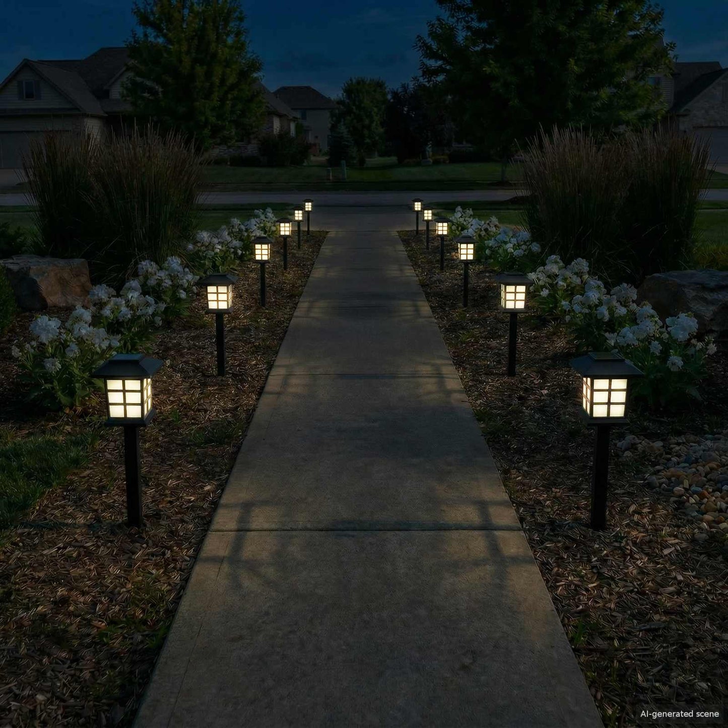 Outdoor Solar Lights with Ground Spike 12 pcs Warm White PP