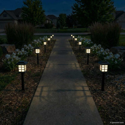 Outdoor Solar Lights with Ground Spike 24 pcs Warm White PP