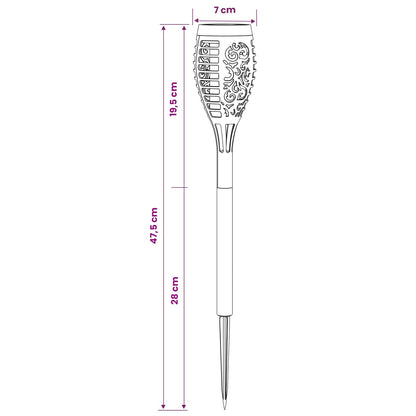 Outdoor Solar Lights with Ground Spike 6 pcs Warm White 47.5 cm