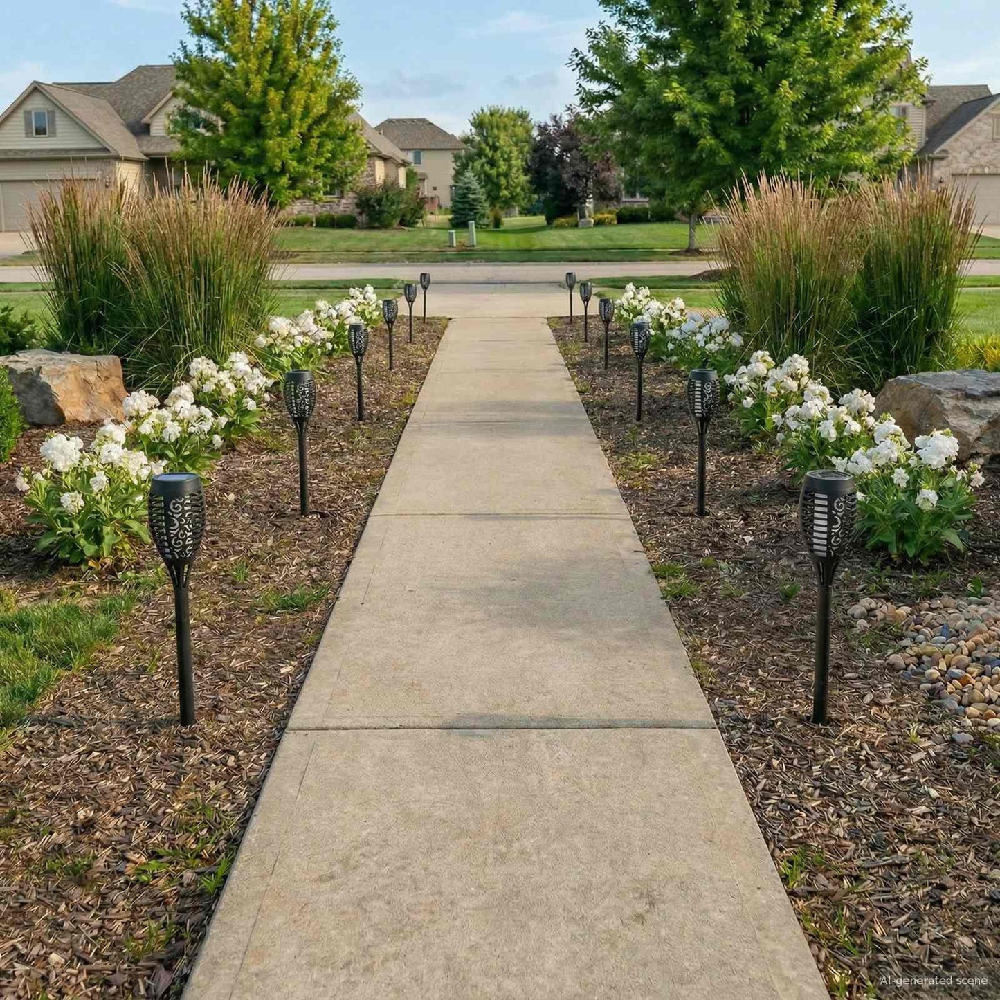 Outdoor Solar Lights with Ground Spike 12 pcs Warm White ABS