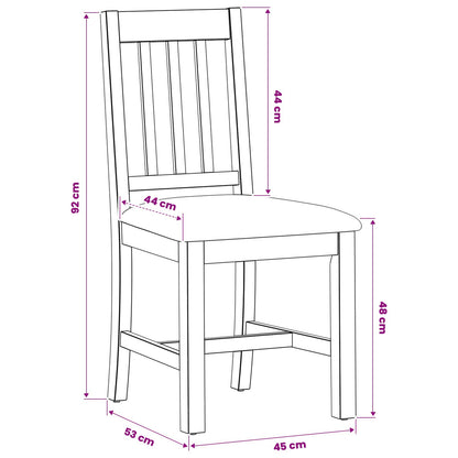 Dining Chair VENLO 2 pcs Solid Oak Wood Beige 45 x 53 x 92 cm