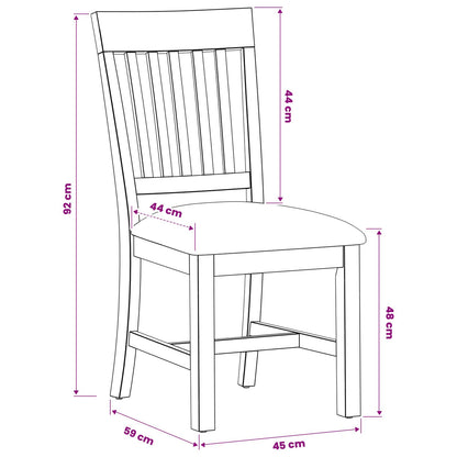 Dining Chair 2 pcs Solid Oak Wood Grey 45 x 59 x 92 cm