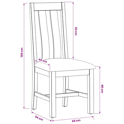 Dining Chair 2 pcs Solid Oak Wood Beige 45 x 54 x 100 cm