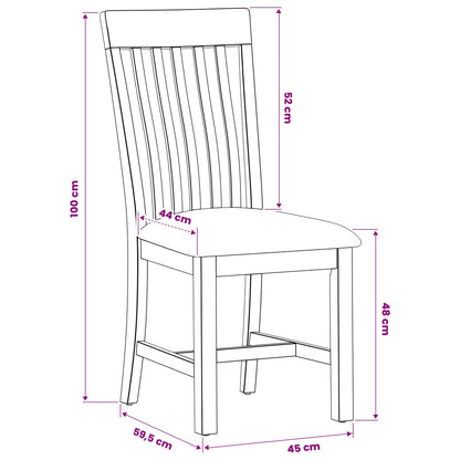 Dining Chair 2 pcs Solid Oak Wood Grey 45 x 59.5 x 100 cm