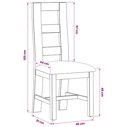 Dining Chair 2 pcs Solid Oak Wood Grey 45 x 51 x 105 cm