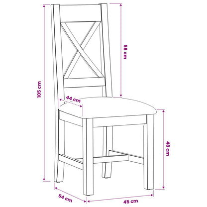 Dining Chair 2 pcs Solid Oak Wood Grey 45 x 54 x 105 cm