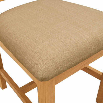 Dining Chair 2 pcs Solid Oak Wood Beige 45 x 54 x 105 cm