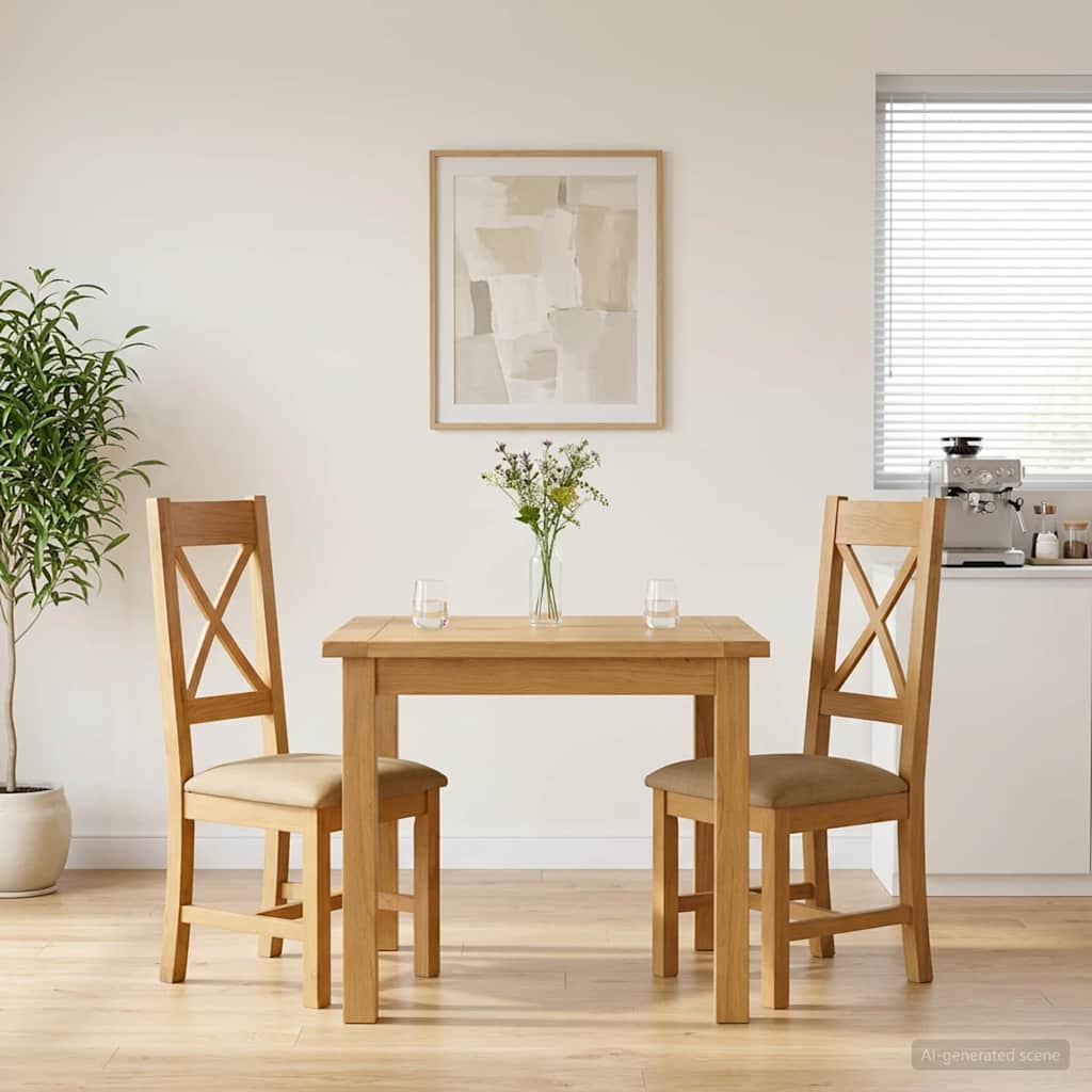 Dining Chair 2 pcs Solid Oak Wood Beige 45 x 54 x 105 cm