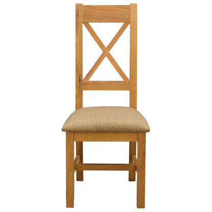 Dining Chair 2 pcs Solid Oak Wood Beige 45 x 54 x 105 cm