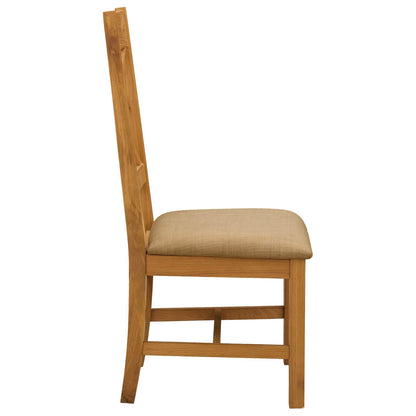 Dining Chair 2 pcs Solid Oak Wood Beige 45 x 54 x 105 cm