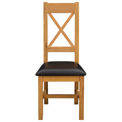 Dining Chair 2 pcs Solid Oak Wood Black 45 x 54 x 105 cm