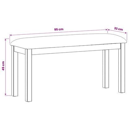 Dining Bench 95 x 32 x 45 cm Solid Oak Wood Grey