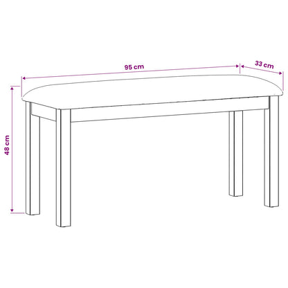 Dining Bench 95 x 32 x 45 cm Solid Oak Wood Black