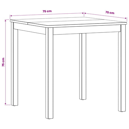 Dining Table 75 x 75 x 75.5 cm Solid Oak Wood Natural Square