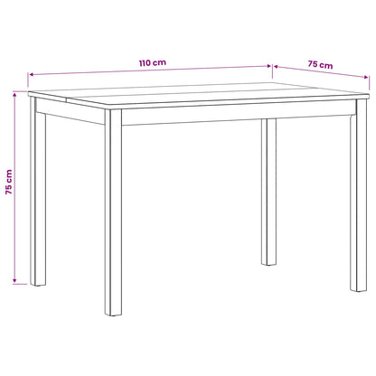 Dining Table 110 x 75 x 75 cm Solid Oak Wood Natural