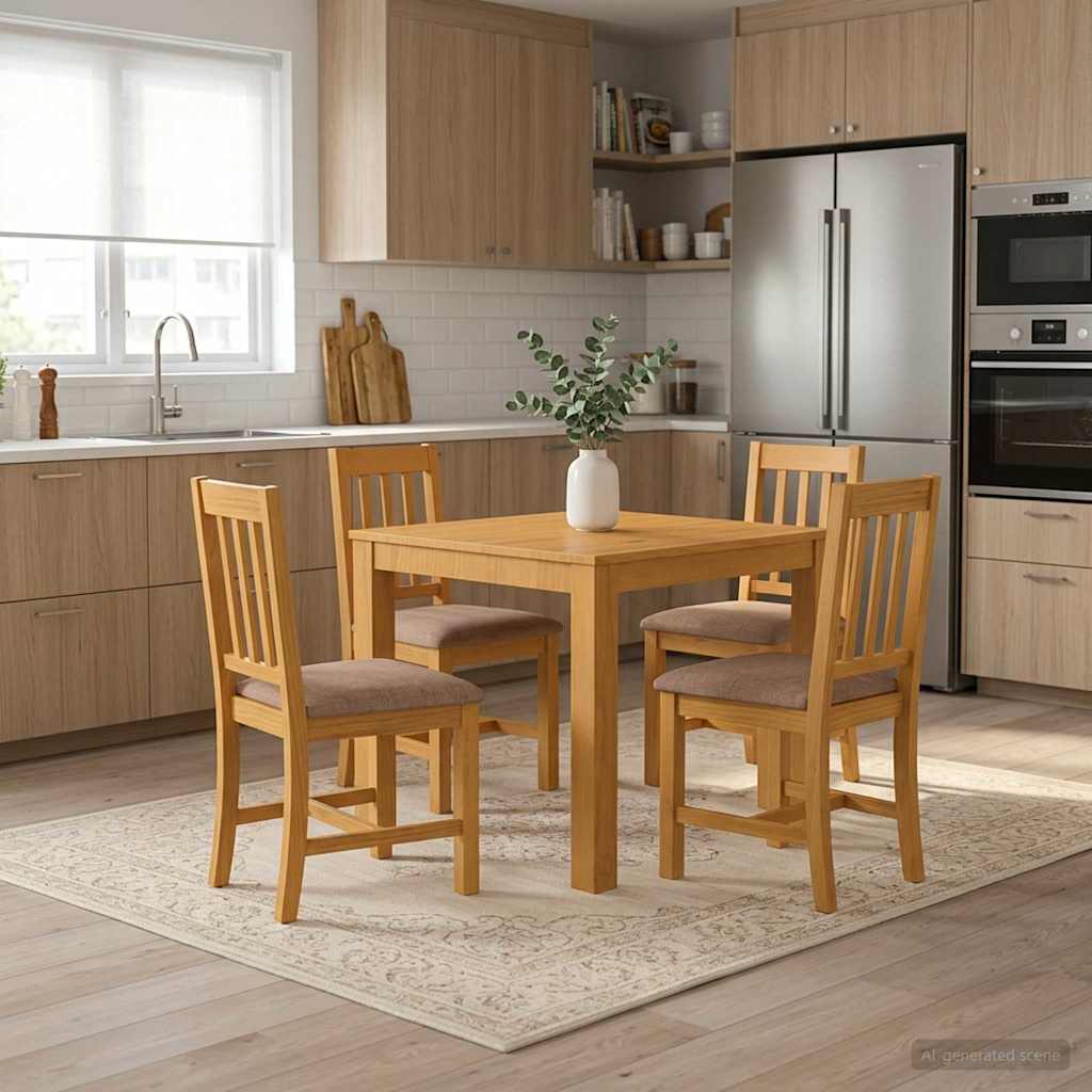 Dining Table 90 x 90 x 75 cm Solid Oak Wood Natural Square