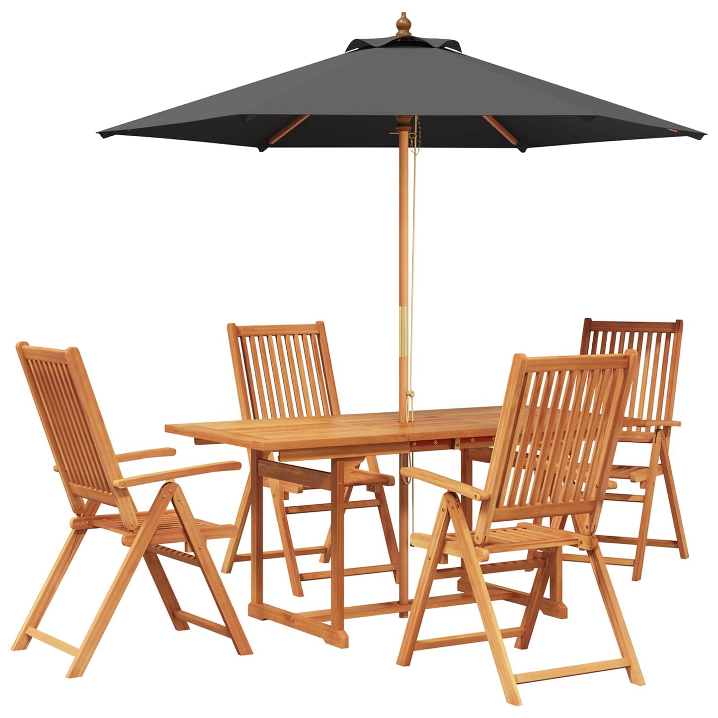 Outdoor Dining Set with Parasol 6 pcs Anthracite and Natural