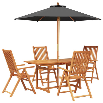 Outdoor Dining Set with Parasol 6 pcs Anthracite and Natural