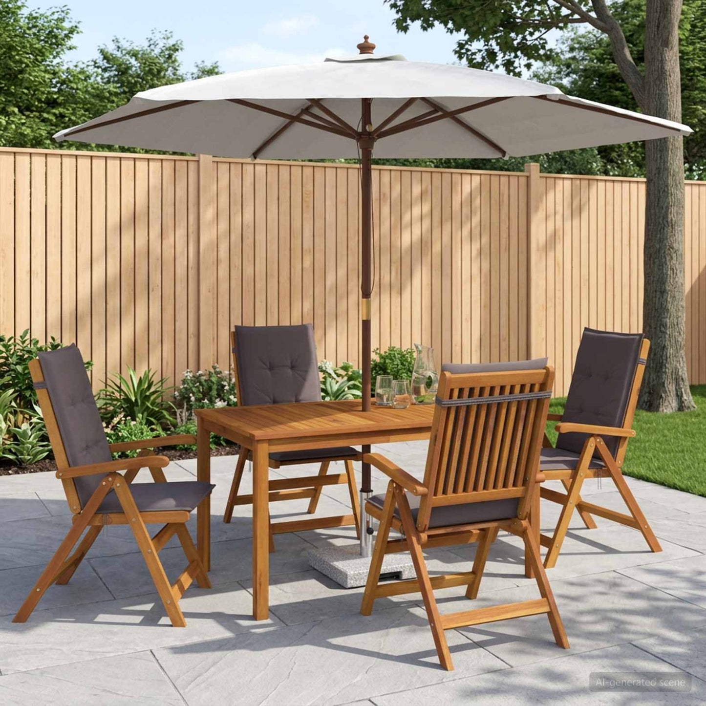 Outdoor Dining Set with Parasol 6 pcs Anthracite