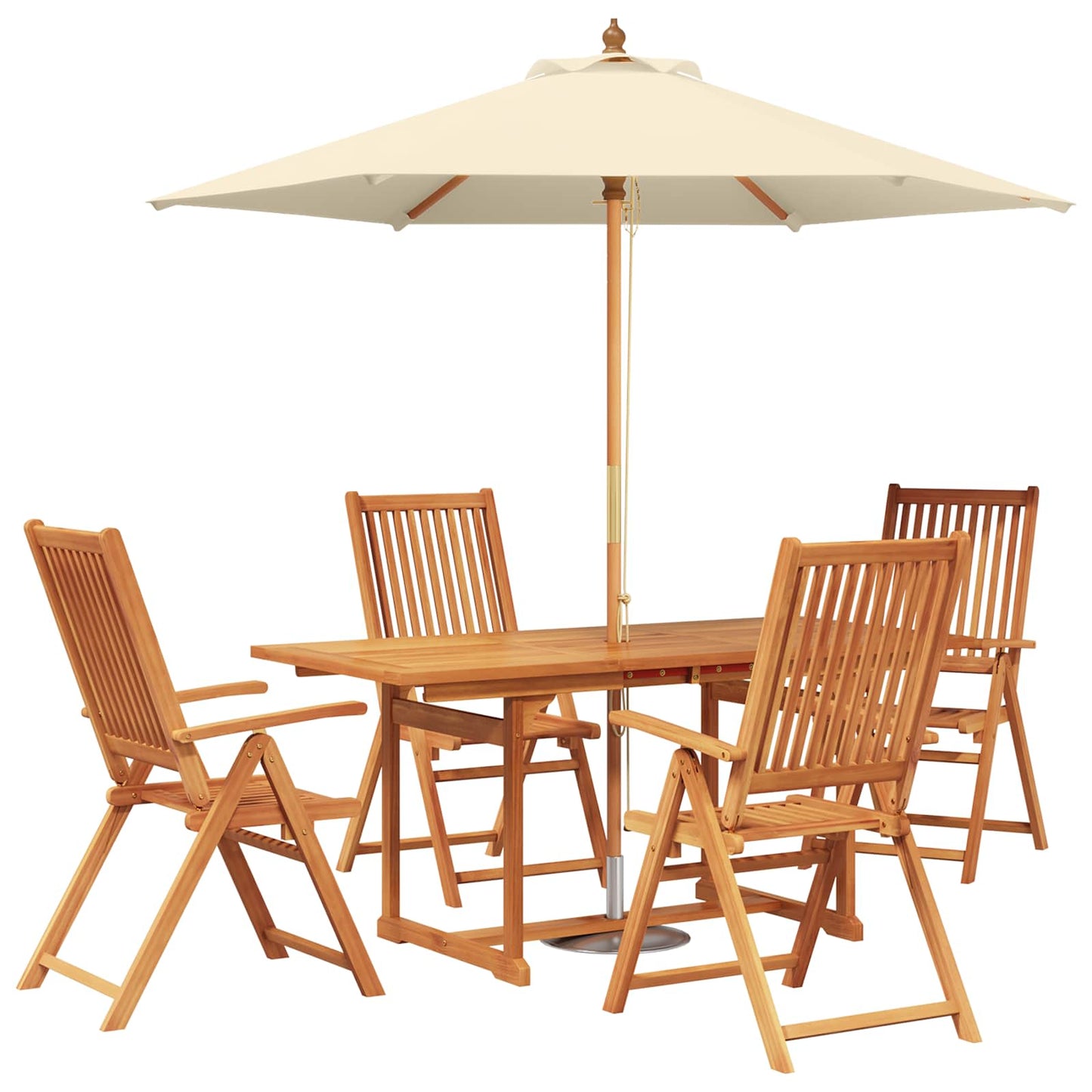 Outdoor Dining Set with Parasol 6 pcs Cream White and Natural