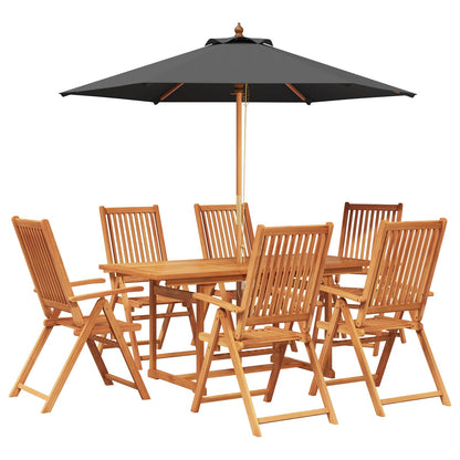 Outdoor Dining Set with Parasol 8 pcs Anthracite and Natural