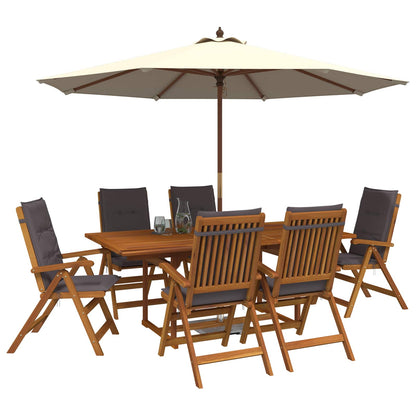 Outdoor Dining Set with Parasol 8 pcs Anthracite