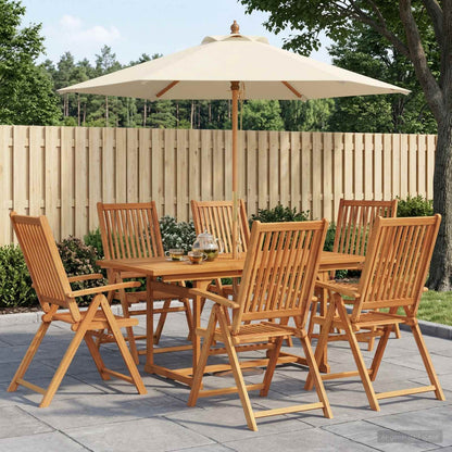 Outdoor Dining Set with Parasol 8 pcs Cream White and Natural